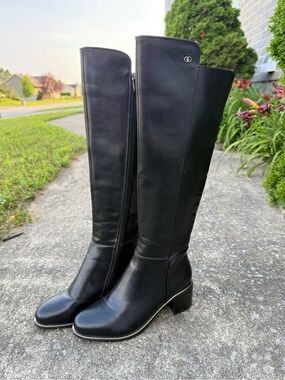 Aqua-Flex Chloe waterproof knee high leather black waterproof boots